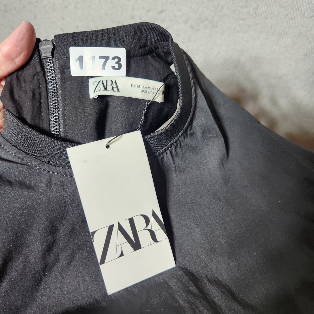 Zara Size Medium Black Sleeveless Balloon Women's Top New With Tags - Picture 4 of 9